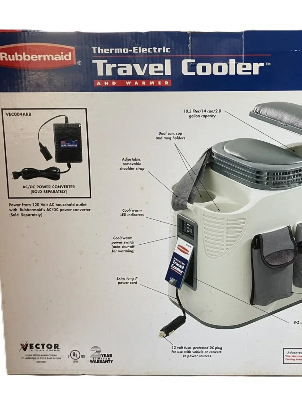 Rubbermaid Thermo-Electric Travel Cooler & Warmer VEC223RB + AC/DC converter